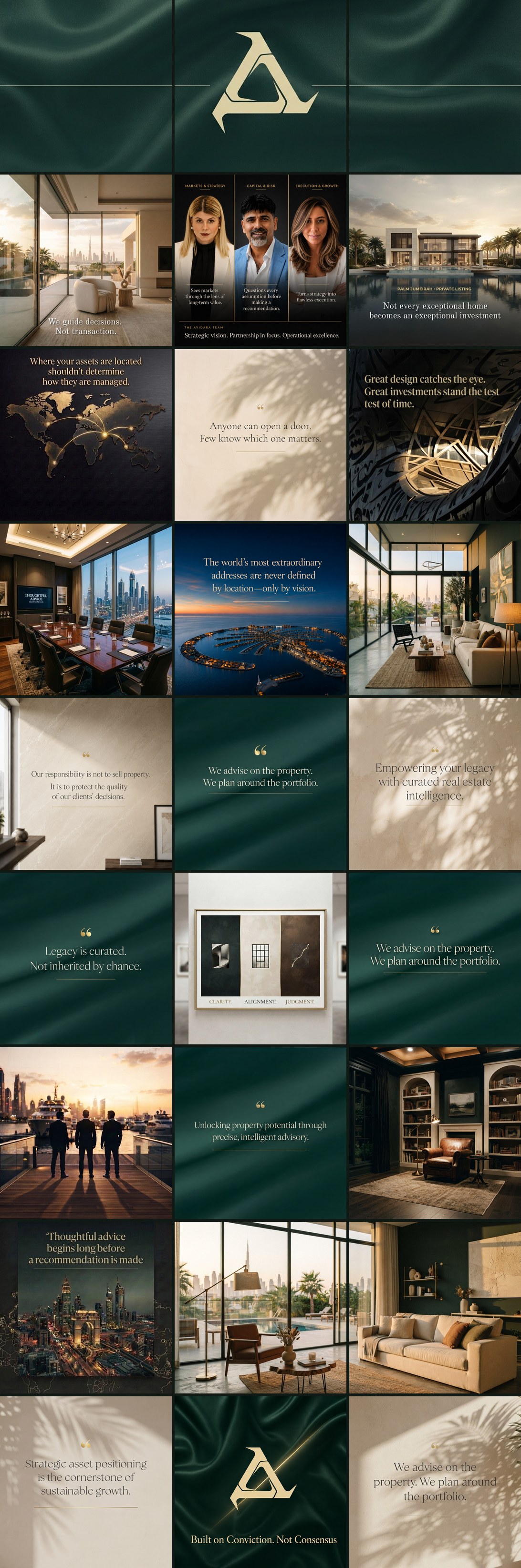 Avidara real estate advisory social media grid